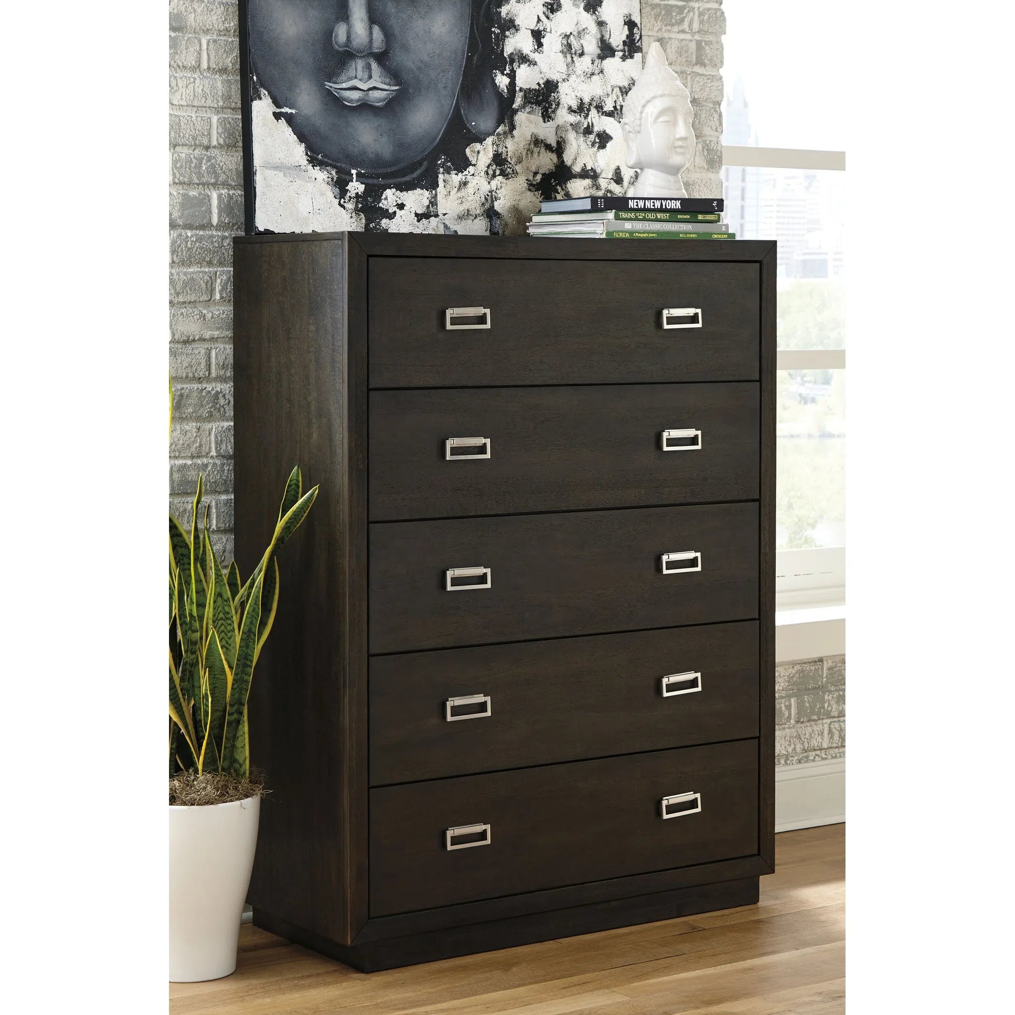 Ashley B731-46 Hyndell - Dark Brown - Five Drawer Chest