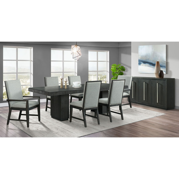 Denver 7PC Standard Height Dining Set-Table, Four Side Chairs & Two Arm Chairs in Gray
