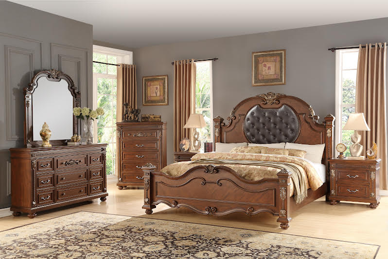 Diamond Bedroom Set (Queen Bed/Dresser Mirror/Nightstand)