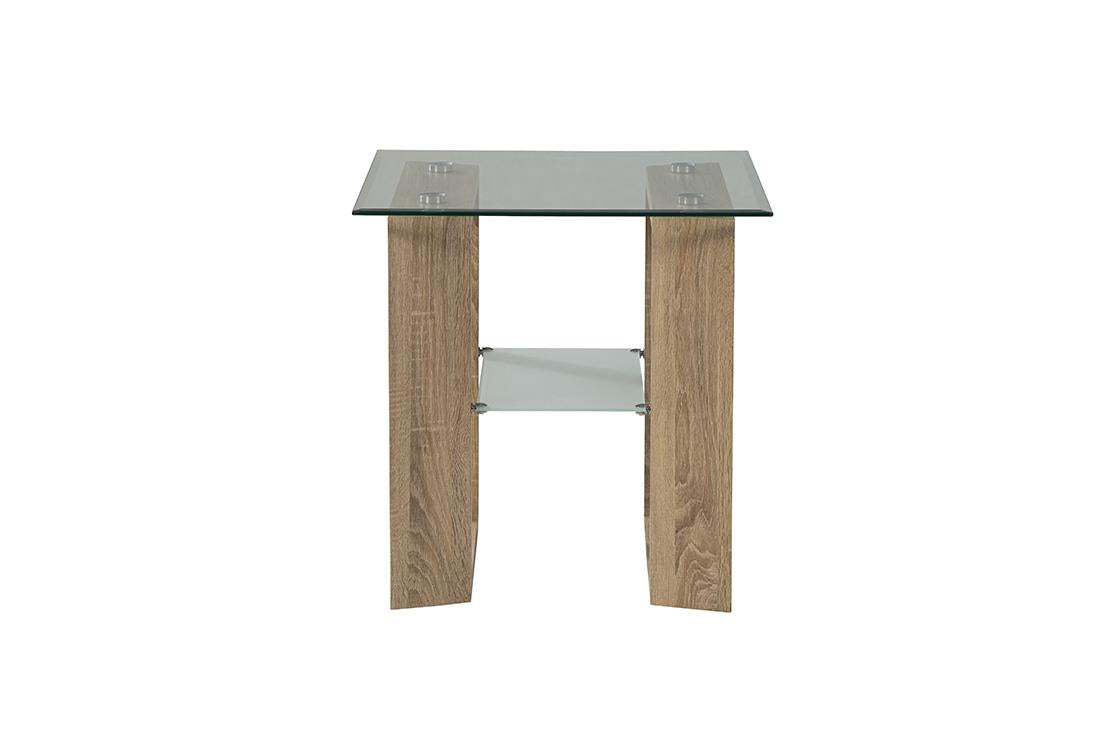 Modena Glass End Table - Beech