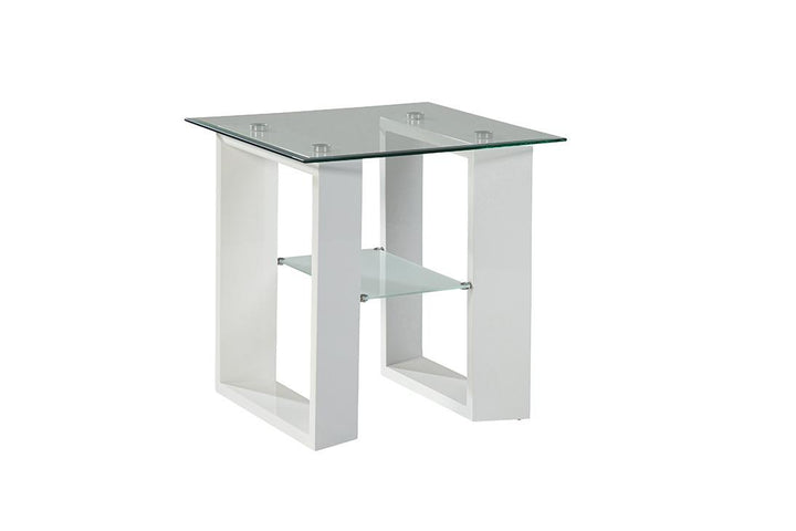 Modena Glass End Table - White