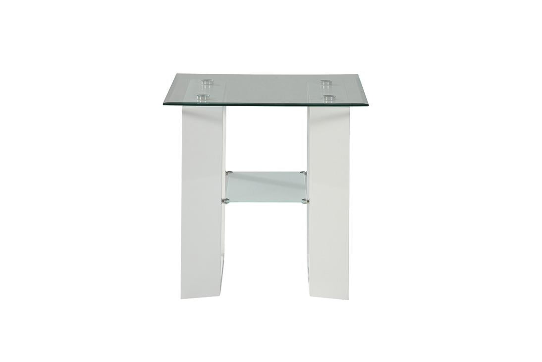 Modena Glass End Table - White