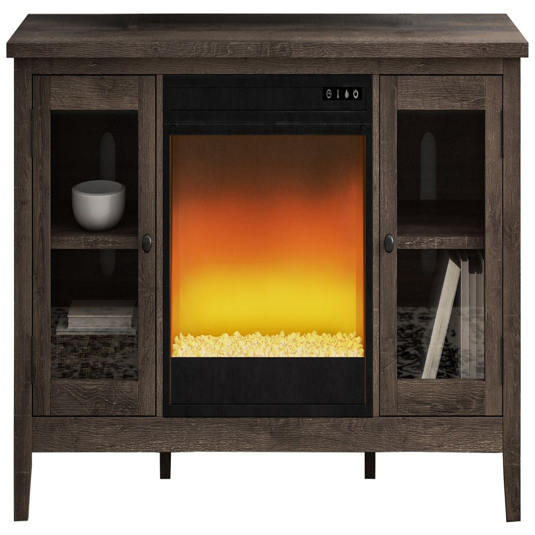 Ashley W275/68/W100-02 Arlenbry - Gray - LG TV Stand with Glass/Stone Fireplace Insert