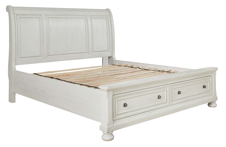 Ashley B742 - Robbinsdale - Antique White - Queen Sleigh Bed with 2 Storage Drawers