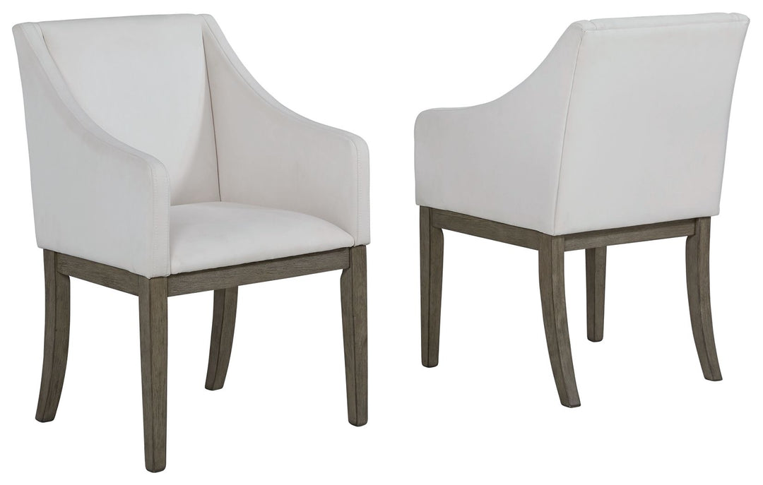 Anibecca - Gray / Off White - Dining Uph Arm Chair (Set of 2)