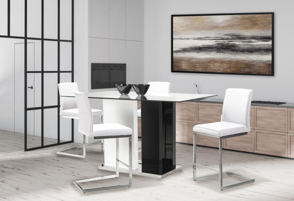 Libra - Counter Glass Table with 6 Chairs ( 6848-36 Table & 6826-24 Chair)