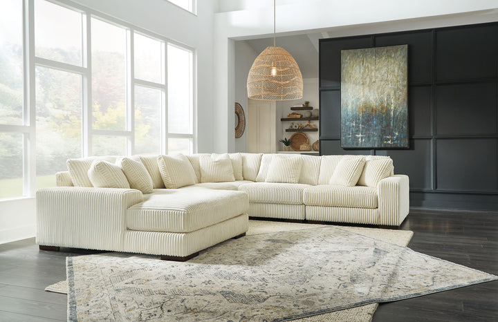 Lindyn - Ivory - Left Arm Facing Corner Chaise 5 Pc Sectional
