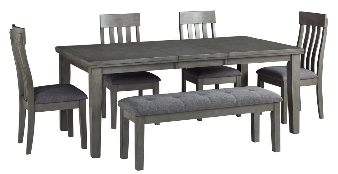 Ashley D589/35/01(4)/00- Hallanden - Black / Gray - 6 Pc. - Extension Table, 4 Side Chairs, Bench