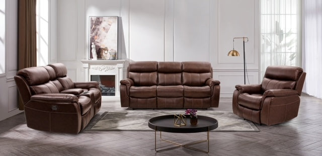 Julie Leather Power Reclining Sofa, Loveseat, Chair with Power Headrest