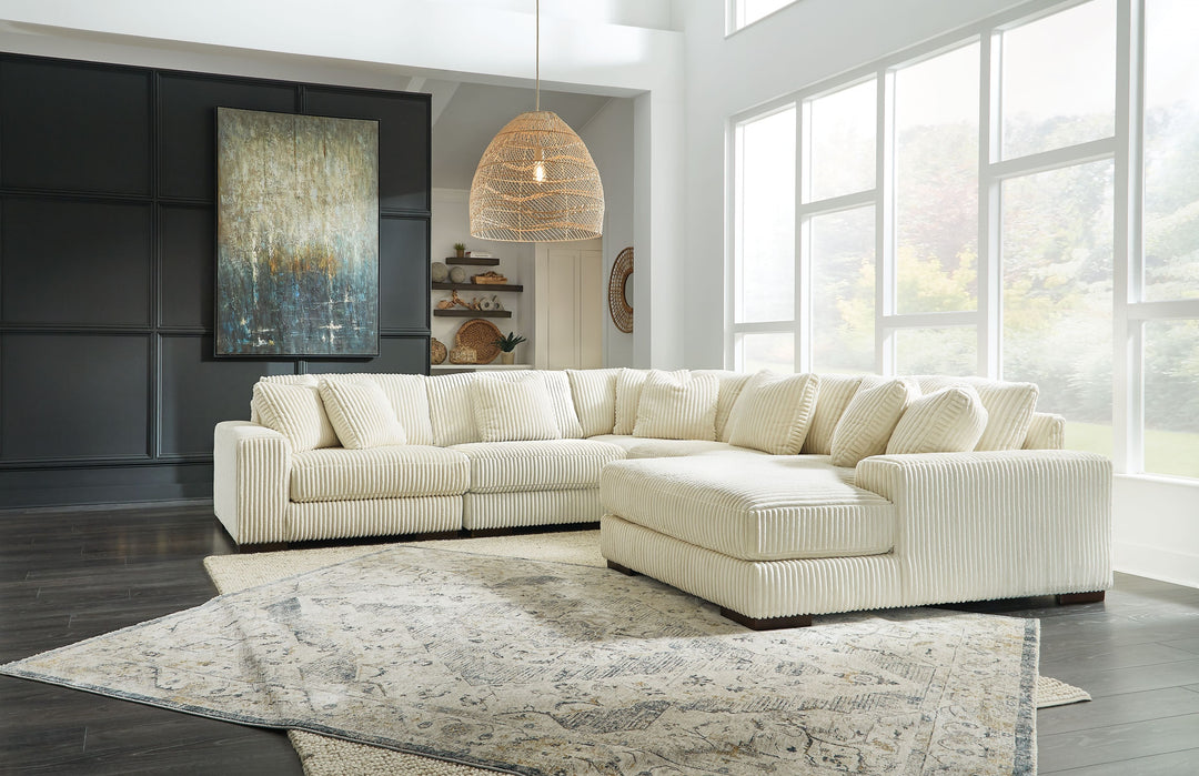 Lindyn - Ivory - Right Arm Facing Corner Chaise 5 Pc Sectional
