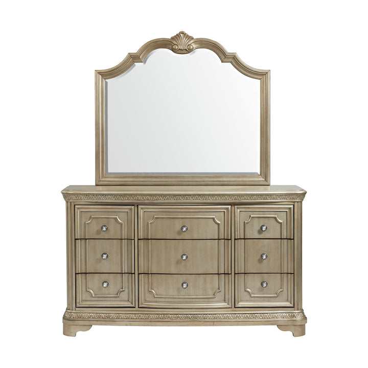Vincenza 9-Drawer Dresser & Mirror Set in Bronze