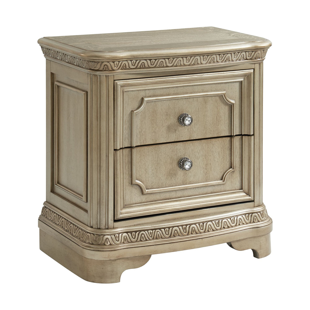 Vincenza 2-Drawer Nightstand with USB in Bronze