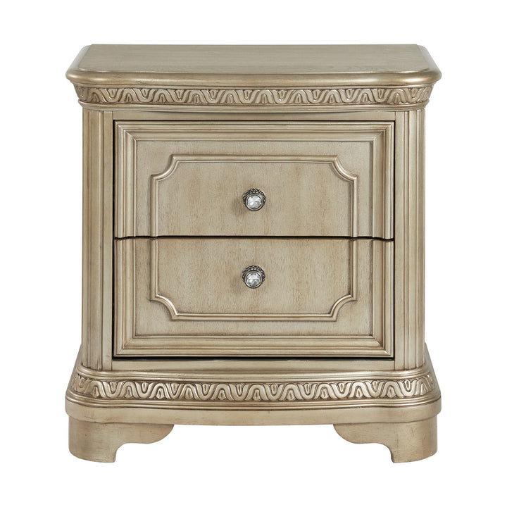 Vincenza 2-Drawer Nightstand with USB in Bronze