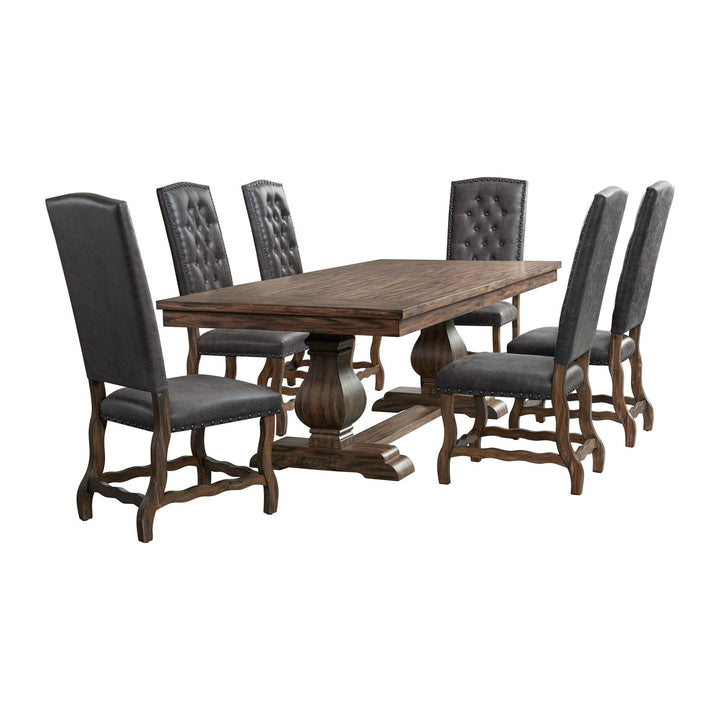 Gramercy 7PC Dining Set-Table and Six Tufted Tall Back Chairs